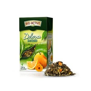 Herbata Big-Active zielona z pomar. - liść. 100g 
