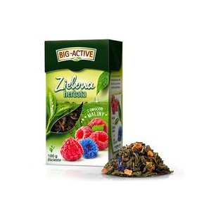 Herbata Big-Active zielona z maliną- liść. 100g 